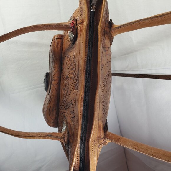 American West Tooled Leather Shoulder Bag - Picture 7 of 15